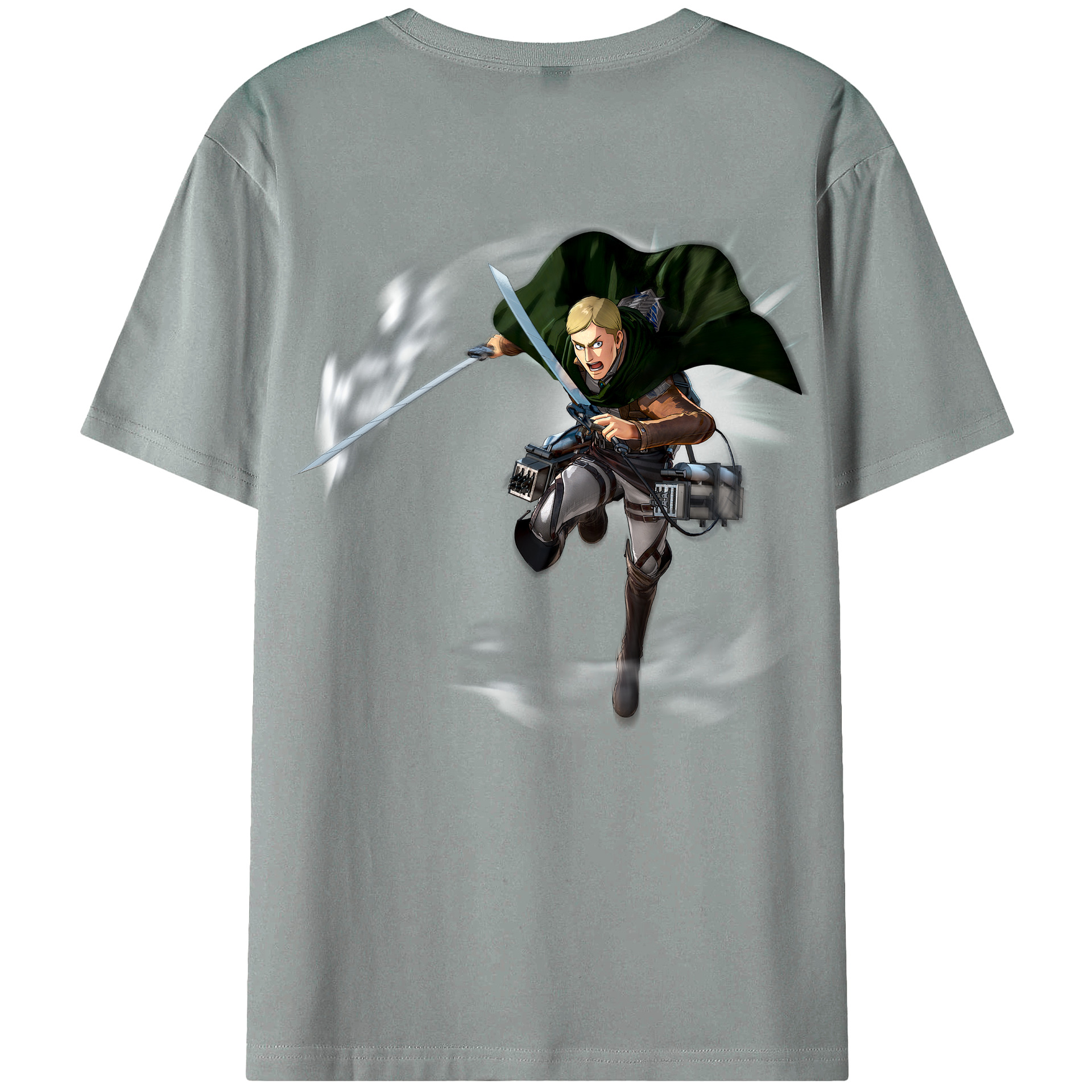 （画像用） 進撃の巨人 エルヴィン・スミス Attack on Titan Erwin Smith 綿100％ メンズ半袖Tシャツ（バックプリント） 通気性